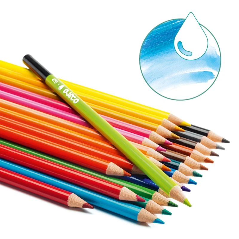 24 Crayons Aquarellables Djeco 2 24 Crayons Aquarellables Djeco – Image 2