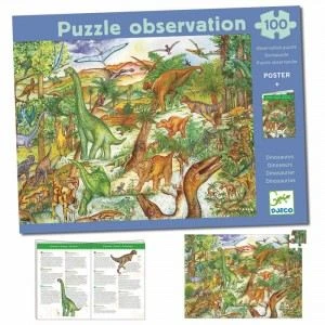 Djeco Puzzle Découverte Dinosaures + Poster Et Livre 100 Pièces 1 Djeco Puzzle Découverte Dinosaures + Poster Et Livre 100 Pièces