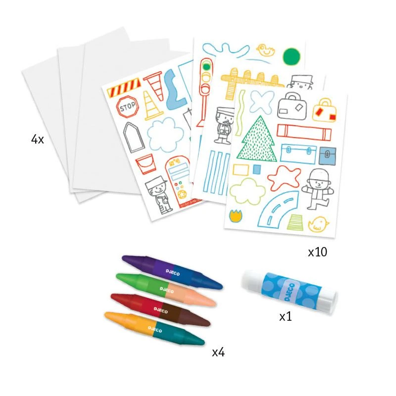 Djeco Un Monde à Créer, Voitures - Pochoirs, Coloriages Et Collages 2 Djeco Un Monde à Créer, Voitures - Pochoirs, Coloriages Et Collages – Image 2